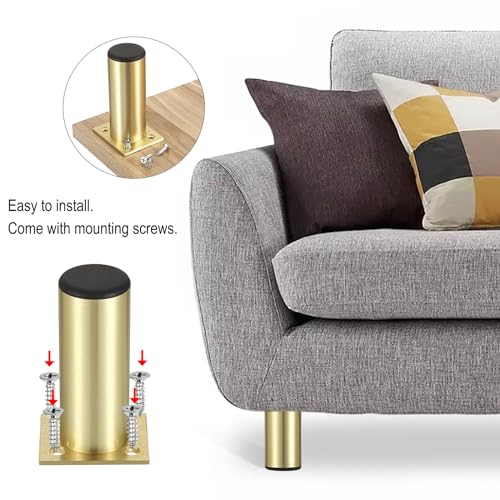 BSTKEY 4Pcs 4 Inch Aluminum Alloy Furniture Cabinet Legs - Adjustable Replacement Legs for Furniture Cabinet Foot Legs Sofa Bed Desk Table Feet Support, Gold - size: 4 Inch