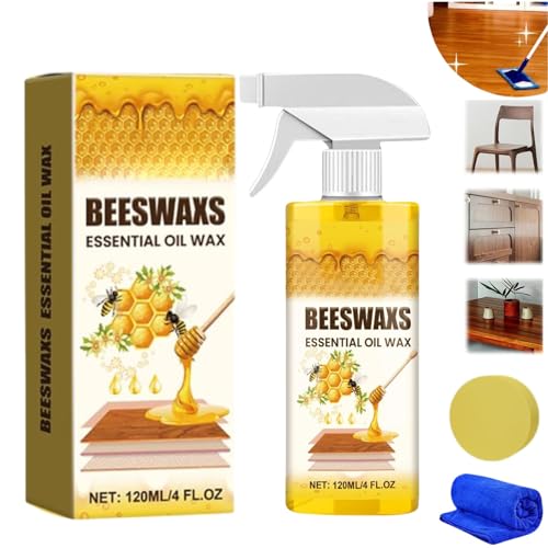 Natural Beeswax Spray, Beeswaxs Essential Oil Wax, Multi-Purpose Furniture Beeswax Wood Polish, Wood Cleaner Repairing and Care Spray, Restores Shine & Removes Scratches (1)