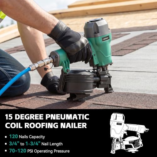 DOTOOL Roofing Nailer CN45C, 15 Degree Roofing Nail Gun