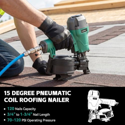 DOTOOL Roofing Nailer CN45C, 15 Degree Roofing Nail Gun