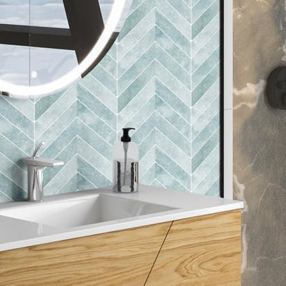 Alwayspon 10 Sheets 10"x10" Blue 3D Vinyl Backsplash Tiles, Self-Adhesive Peel and Stick Wall Tile Stickers Stick on Subway Tiles for Kitchen Bathroom Wall, 0273 - color: Blue