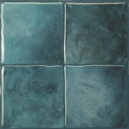 Smart Tiles Peel and stick backsplash, Zellige Teal Green, 9"x9" - color: Teal Green
