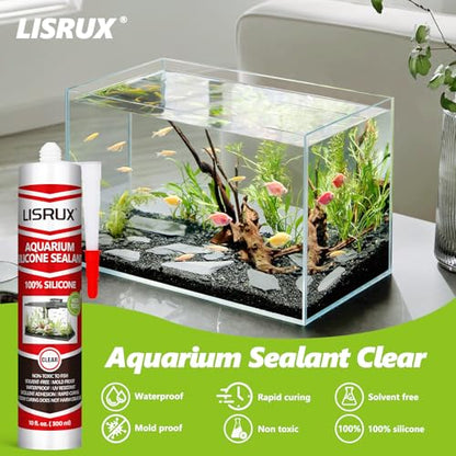 1 Pack Aquarium Silicone Clear Sealant, High Elasticity, Safe for Fish,Fast Curing Waterproof Aquarium Safe Silicone,10 Fl Oz Non-Toxic Fish Tank Safe Sealant,Strong Adhesion - size: 1P