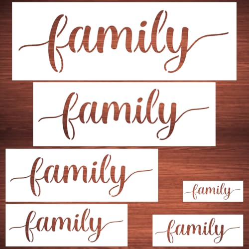 Large Family Stencils for Painting - 6 Pack Family Stencil Templates for Painting on Wood, Reusable Letter Stencils for Chalkboard Wood Crafts Signs & Home Front Door Mat Decorations - style: Family