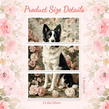 Peacoblue Border Collie Rub On Transfers for Furniture Craft 6"x12" - style: Border Collie and Flower