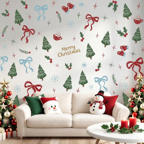 Merry Christmas Tree Wall Decals, 6 Sheet 80 Pcs - color: Christmas Tree