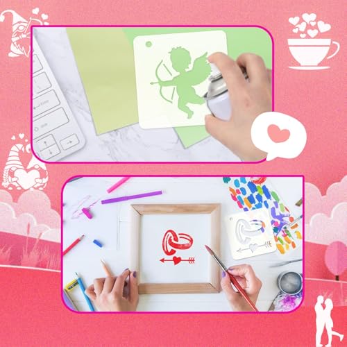 JULMELON 20 Pcs Valentines Day Stencils Reusable Template for Painting Art - style: Valentine's Day Stencils