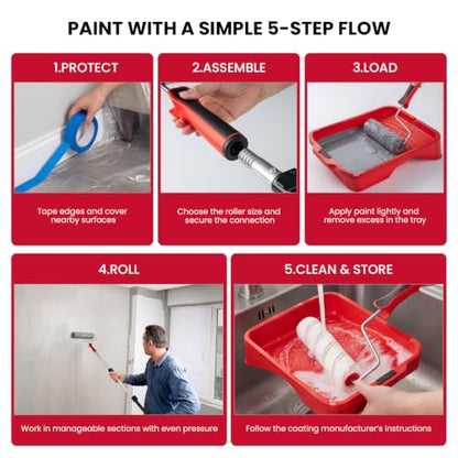 Mister Rui 22-Piece Paint Roller Kit with 3 Ft Extension Pole - size: 22 Pack 9 Inch Paint Roller Kit & Extension Pole