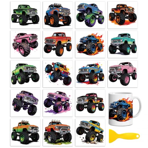 Peacoblue Monster Truck Rub On Transfers for Craft, Transfer Sticker - style: Monster Truck