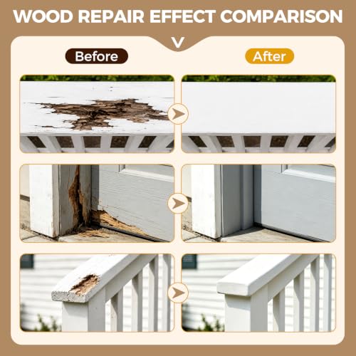 Boncart 16 oz High-Strength Epoxy Wood Filler, 2 Part Wood Epoxy Putty