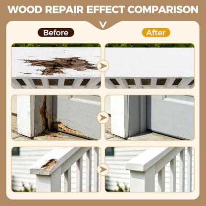 Boncart 16 oz High-Strength Epoxy Wood Filler, 2 Part Wood Epoxy Putty