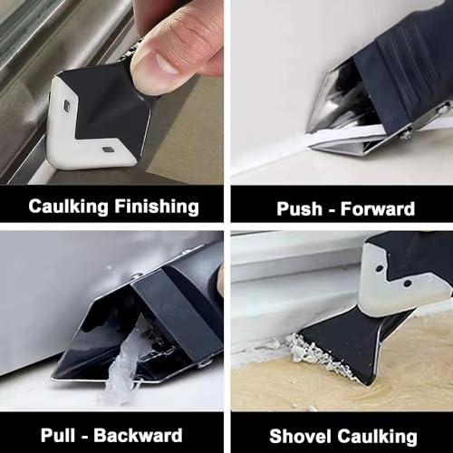 2 Pack 3-IN-1 Caulk Tool for Removal and Application, for Bathroom, Kitchen, Flooring, Windows, Sinks and Frames Seal