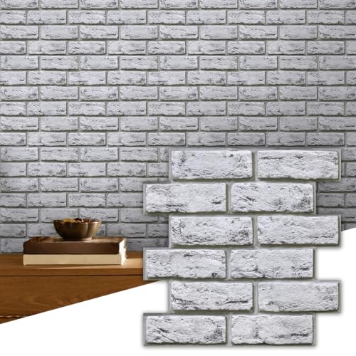 Commomy Faux Brick Wall Panels Peel and Stick Thin PVC 10 Pcs 11.8" x 11.8" - color: Brick-UH