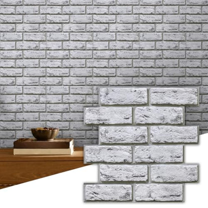 Commomy Faux Brick Wall Panels Peel and Stick Thin PVC 10 Pcs 11.8" x 11.8" - color: Brick-UH