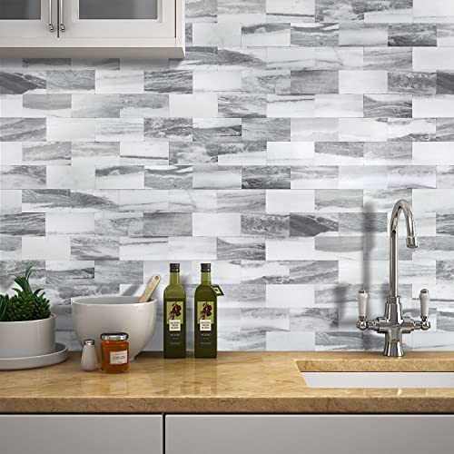 STICKGOO 10-Sheets Subway Tiles Peel and Stick Backspalsh, Gray - color: Gray