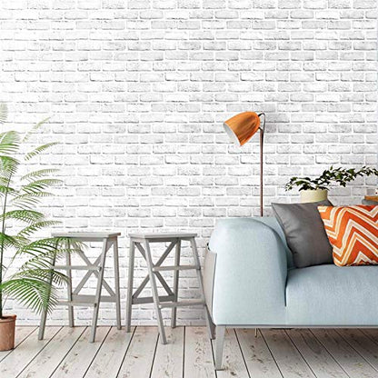 Cohoo Home White Brick Wallpaper Peel and Stick Contact Paper Faux 197”×18” - color: Gray/White, size: 17.7" x 197"