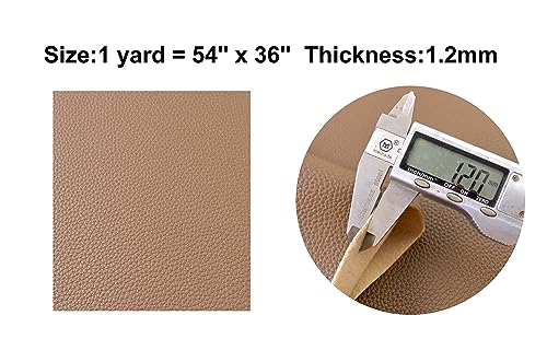 1 Yards 54" x 36" Soft Faux Leather Fabric Brown Fake Leather Fabric by The Yard Black Upholstery Vinyl for Sofa Bags Chairs Car Seats DIY Crafts - color: Brown (Litchee Pattern), size: 1yard (54''x36'')