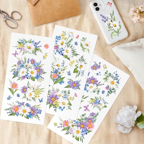 Joeyan 3 Sheets Rub On Transfers for Crafts and Furniture Daisy Rub on Transfer Sticker Flowers Butterfly Decals for Wood Glass Metal Canvas Porcelain Plastic DIY Craft Home Decor, 6" x12" - style: Daisy