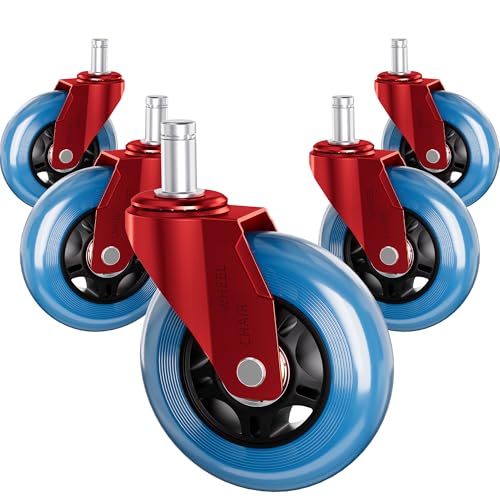 Office Chair Wheels Replacement Rubber Chair Casters Heavy Duty - color: Red
