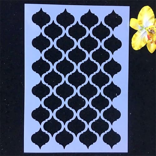 TIAMECH A4 Reusable Damask Wavy Stencil for Painting