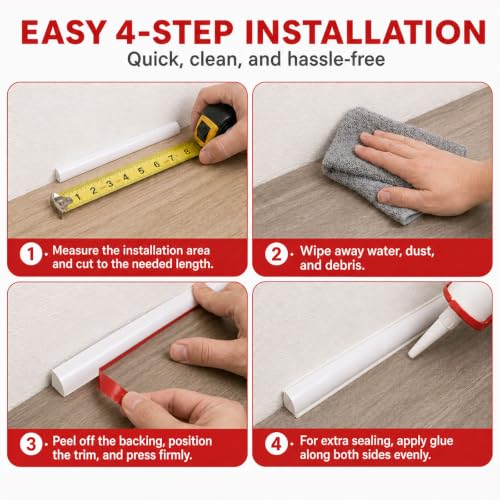 Flexible Quarter Round Molding Trim, 3/4 in x 10 ft, White - color: White, size: 3/4 in x 10 ft