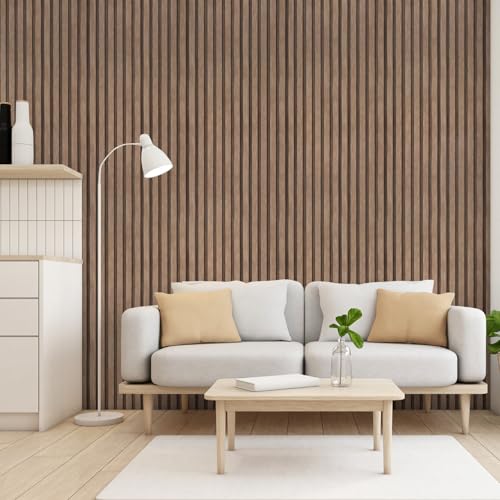 Yun-aeon Natural Wood - Light Tan Slats Peel and Stick Wallpaper for Wall - color: Light Tan, size: 17.3" x 160"
