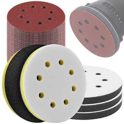 Elechiakan 85PCS 5 Inch Orbital Sanding Disc and Interface Backing Foam Pad - style: 85 Pack