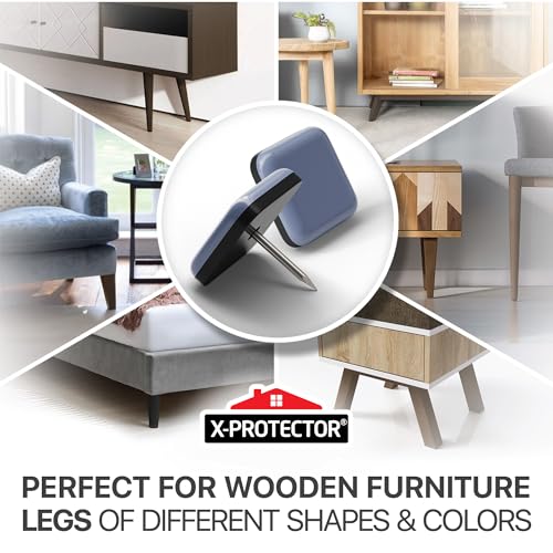 Chair Glides X-PROTECTOR - 1" Furniture Glides 24 PCS, Grey - size: 1" 24 PCS Grey (Square)