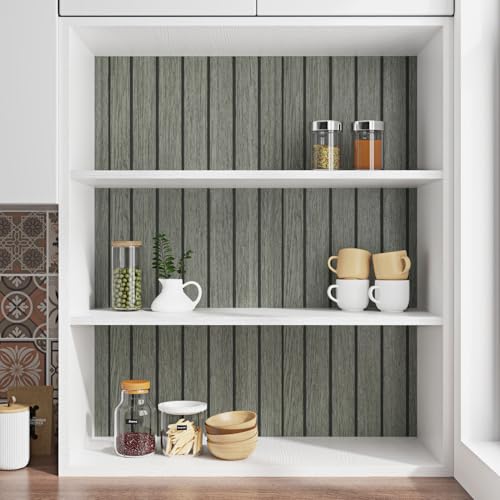 3D Grey/Black Wood Slat Wall Panels PVC Peel and Stick Wood Panels - color: Charcoal Black