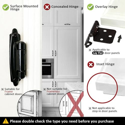 1/2" Overlay Black Cabinet Hinges 36 Pack Self Closing Cabinet Hinges