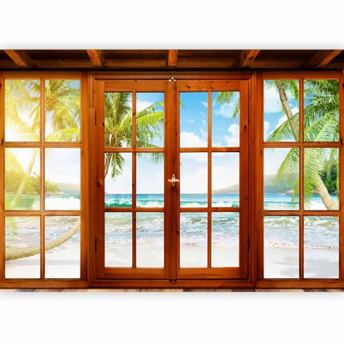 artgeist - Peel and Stick Wall Mural, Living Room Tropical Island 77x55 in - color: #08, size: 55"x77"