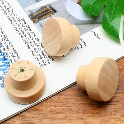 20 Pack 1-3/8" Unfinished Wood Cabinet Knobs with Screws - color: Unfinished - 20 Pack
