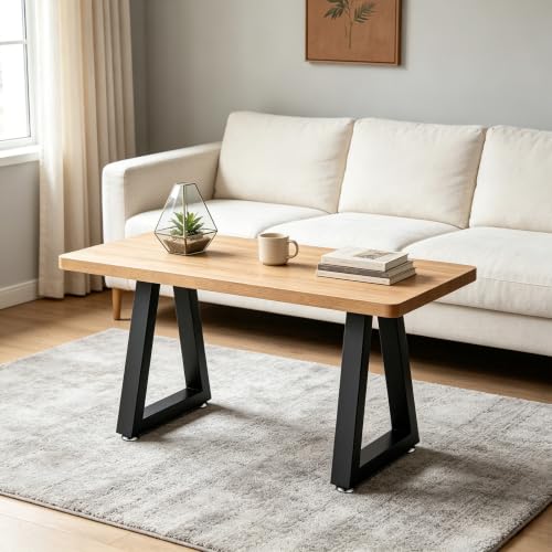 19 Inch Trapezoid Metal Table Legs Set of 2, Industrial Coffee & Bench Legs, Heavy Duty Iron DIY Furniture Feet for Desk Table Projects, Black - color: Trapezoid, size: 19 IN