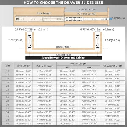 Heavy Duty Drawer Slides with Lock 16 Inch,3-Fold Full Extension Locking Drawer Slides 250 lbs Load Capacity Side Mount Ball Bearing Industrial Locking Rail 1 Pair(W:53mm, 16") - size: 16inch(400mm)