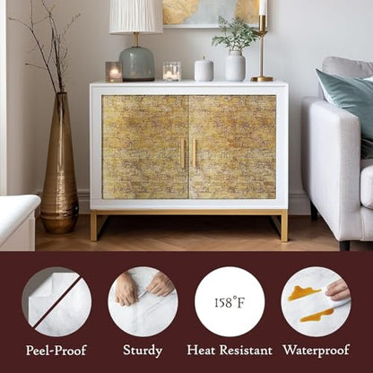 Very Berry Sticker Gold Peel and Stick Wallpaper (15.7" x 78", 1 Pack) - color: Gold, size: 15.7" x 78"