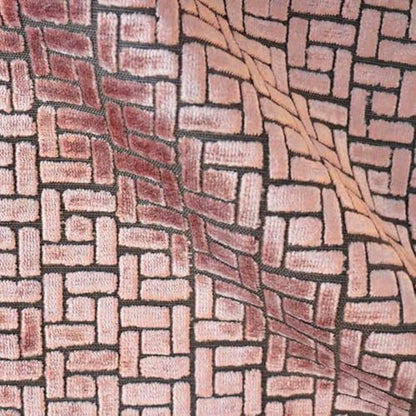 TOP FABRIC, Westfield, Geometric Pattern Burnout Velvet Upholstery Fabric by The Yard Laguna - color: Laguna