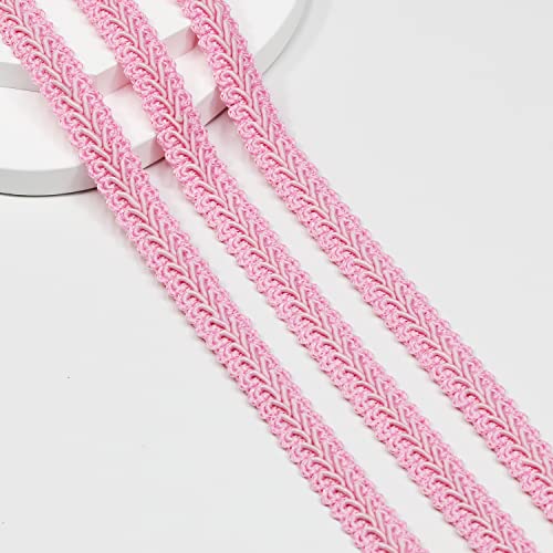 Gimp Braid Trim 13Yards 1.2cm/0.47in Gold Metal Fabric Decorative Webbing for All Kinds of Sewn Garments, Curtains,Lampshade, Sofa DIY Sewing and Crafting (Pink - 1.2) - color: Pink-12mm, size: 12mm