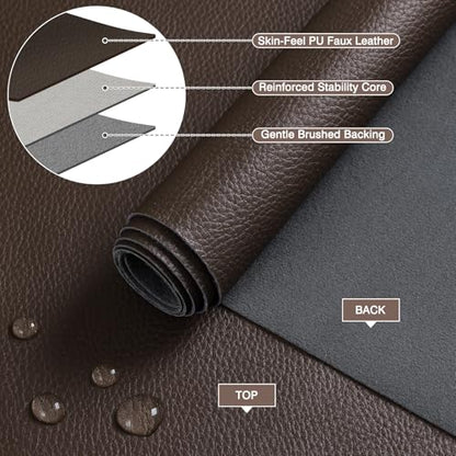 Faux Leather Fabric by The Yard, Marine Vinyl Fabric, Dark Brown-3 Yards - color: Dark Brown, size: 3 Yards Pre-cut