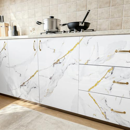 Calacatta White Gold Marble Contact Paper for Countertops Cabinets - size: 15.8" x 80"
