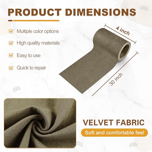 Velvet Repair Patch, Self-Adhesive Flannel Fabric Patch, Multi Colors, Microfiber Patch，Can be Used to Patch Sofas, Car Seats, Handbags, Jacket Holes and Tears (Khaki Grey) - color: Khaki Grey, size: 4" x 30"-2 ROLLS