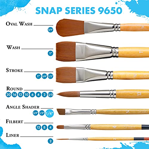 Princeton 9850ST-100 Snap Brush White Taklon Stroke, 1", White - size: Size 1 inch, style: Stroke