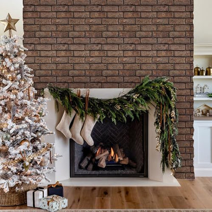 Commomy Faux Brick Wall Panels Peel and Stick Thin PVC 10 Pcs 11.8" x 11.8" - color: Brick-AWE