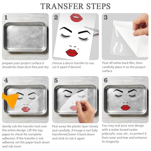 OLYCRAFT 3Pcs/Set Face Stickers Rub on Transfers for Furniture and Crafts 6x12 Inch Lips Mouth Furniture Decals Decor Transfer Stickers with 1pc Scraper for Glass Cups Cabinets DIY Home Decor - style: Make a Face