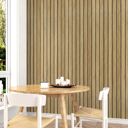 Brown 3D Wood Panels for Wall Living Room Soundproof 16.8"×118" - color: Brown