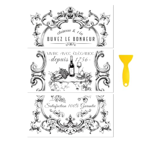 Peacoblue Vintage Wine Frame Rub On Transfers for Furniture Craft 6"x12" - style: Vintage Wine Frame