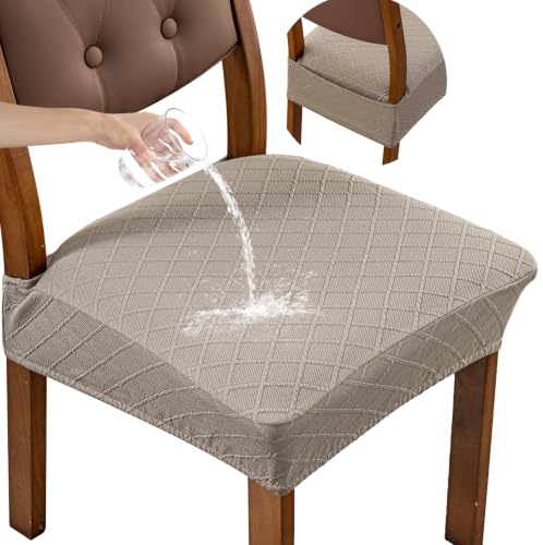 Genina Waterproof Chair Covers for Dining Room,Set of 2,Taupe - color: Taupe, size: 2PCS