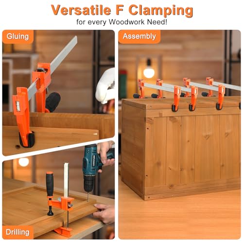 Bar Clamps for Woodworking, 4 Pack 6 Inch F Clamp Set, Quick Release - color: Orange