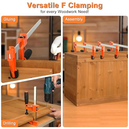 Bar Clamps for Woodworking, 4 Pack 6 Inch F Clamp Set, Quick Release - color: Orange