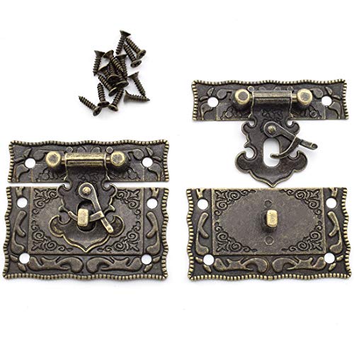 SDTC Tech Antique Bronze Right Hook Hasp Latch and Engraved Hinge Kit - color: Bronze