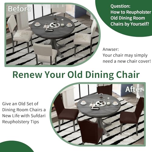Sufdari Dining Room Chair Covers Set of 4, Non-Slip Spandex Kitchen Parsons Chair Slipcovers for Dining Room, Hotel (Extra Large) - color: .Coffee, size: XL-4 PC